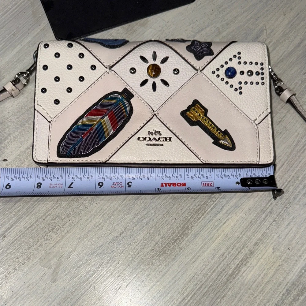 Coach Canyon Quilt White Crossbody Bag with Embellishments-EUC